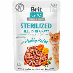Brit Care Cat Pouch Sterilized Fillets in Gravy Healthy Rabbit 85 g mitrā barība kaķiem