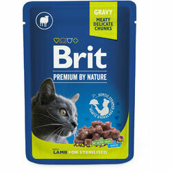 Brit Premium Cat Pouch Lamb for Sterilised 100 g konservi kaķiem