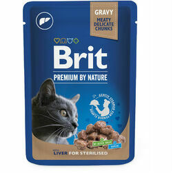 Brit Premium Cat Pouch Liver for Sterilised 100 g konservi kaķiem