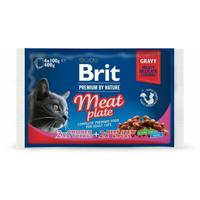 Brit Premium Cat Pouch Meat Plate 400 g 4x100 g