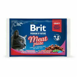 Brit Premium Cat Pouch Meat Plate 400 g 4x100 g