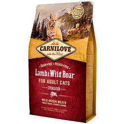 CARNILOVE Lamb & Wild Boar Adult Cat Sterilised 2 kg barība kaķiem