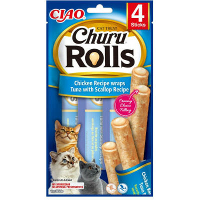 Churu Cat Rolls gardumi ar vistu, tunci un ķemmīšgliemenēm kaķiem 40 g