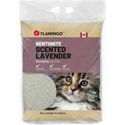 Flamingo CAT LITTER BENTONITE LAVENDER SCENT FINE 12KG cementējošās smiltis