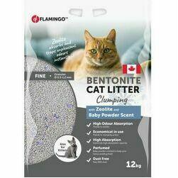 Flamingo CAT LITTER BENTONITE WITH BABY POWDER & ZEOLITE FINE GRAINS CLUMPING 12 kg