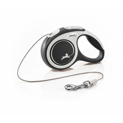 flexi New Comfort XS trose 3 m, black- pavada suņiem