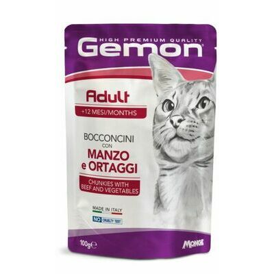 Gemon Cat Pouch Adult Chunkies with Beef and Vegetables 100 g