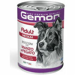 GEMON Dog chunkies Adult MEDIUM with beef & liver 0.415 kg - konservi suņiem