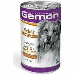 GEMON Dog chunkies Adult MEDIUM with chicken & turkey 1.250 kg - konservi suņiem