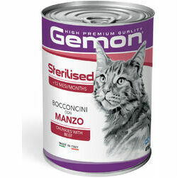 GEMON Wet Cat chunkies Sterilised Adult with beef 415 g - konservi kaķiem
