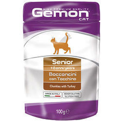 GEMON Wet Cat pouch Senior with turkey 100 g - konservi kaķiem