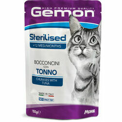 GEMON Wet Cat pouch Sterilised with tuna 100 g - konservi kaķiem
