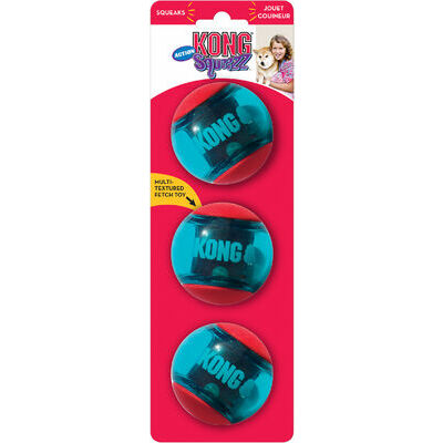 KONG Squeezz Action Ball Red Medium 3 gb 6,4 cm - rotaļlieta suņiem