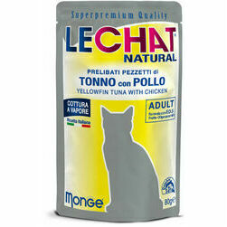 LeChat Natural Pouch Adult Yellowfin Tuna Flakes with Chicken 80 g