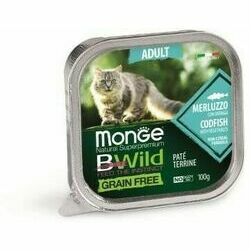 MONGE BWILD Cat ADULT Codfish with vegetables 100 g  - konservi kaķiem