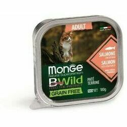 MONGE BWILD Cat ADULT Salmom with vegetable 100 g  - konservi kaķiem