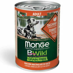 Monge BWild chunkies in gravy Adult Turkey with Pumpkin and Zucchini 400 g - konservi suņiem