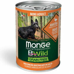 Monge BWild chunkies in gravy Mini  Adult Duck with Pumpkin and Zucchini 400 g - konservi suņiem