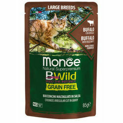 MONGE BWILD pouches Cat Large Breed buffalo with vegetables 85 g  - konservi kaķiem
