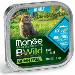 Monge Cat BWild Grain Free Adult Pate Anchovies with Vegetables 100 g