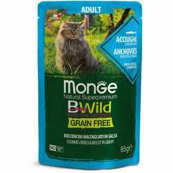 Monge Cat BWild Pouch Grain Free Adult Chunkies in Gravy Anchovies with Vegetables 85 g
