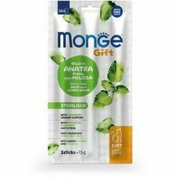 MONGE GIFT Cat SOFT STICKS Sterilised Duck with lemon balm / 15 g - kārums kaķiem